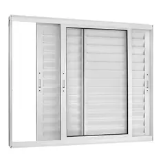 Esquadrisul - Janela Veneziana Alumínio Branco 3 Folhas Móveis 120x200x10cm Topsul
