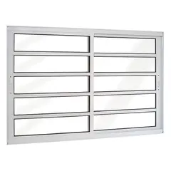 Esquadrisul - Janela de Correr com Travessa Alumínio Branco 2 Folhas Móveis 100x150x8,6cm Topsul