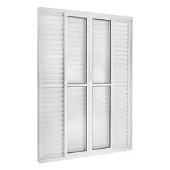Esquadrisul - Porta Balcão Veneziana de Correr Alumínio Branco 6 Folhas Central 210x150x12cm Topsul