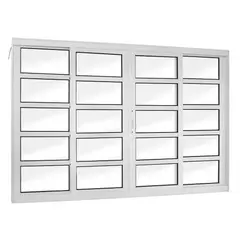 Esquadrisul - Janela de Correr com Travessa Alumínio Branco 4 Folhas Central 120x150x8,6cm Topsul