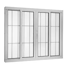 Esquadrisul - Janela de Correr Alumínio Branco 4 Folhas Com Grade Central 100x120x10cm Topsul