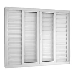 Esquadrisul - Janela Veneziana Alumínio Branco 6 Folhas Central 100x150x10cm Topsul