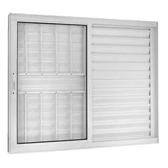 Esquadrisul - Janela Veneziana Alumínio Branco 3 Folhas Com Grade Móveis 120x200x12cm Topsul
