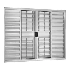 Esquadrisul - Janela Veneziana Alumínio Brilhante 6 Folhas Com Grade Central 100x200x8cm Ecosul