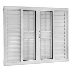 Esquadrisul - Janela Veneziana Alumínio Branco 6 Folhas Com Grade Central 100x200x12cm Topsul
