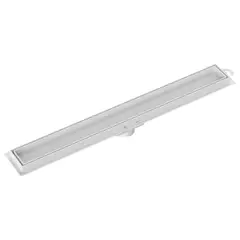 Tigre - Ralo Linear Leve Invisível Saída Por Baixo No Meio Pvc 7X70Cm
