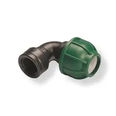 Gf - Conector de Compressão Angular 90° para Tubo 25mmx3/4" Fêmea Preto e Verde