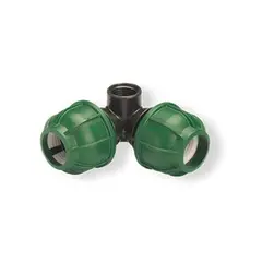Gf - Conector de Compressão Angular para Tubo PE 25mmx1/2" Fêmea Preto e Verde