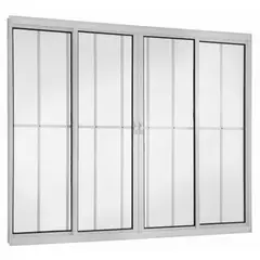 Esquadrisul - Janela de Correr Alumínio Branco 4 Folhas Com Grade Central 100x150x8cm Fortsul