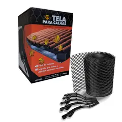Calhaforte - Tela Protetor de Calhas Pvc com Gancho Fixação,preto,0,17x6,0ml,