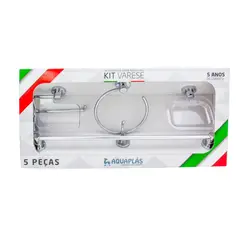 Aquaplás - Kit Varese com 5 Peças Cromado e Cristal