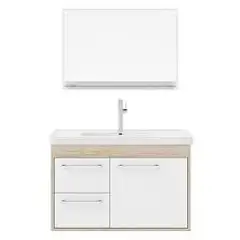 Cerocha - Gabinete para Banheiro com Cuba e Espelheira Casa 60cm Berlin Branco