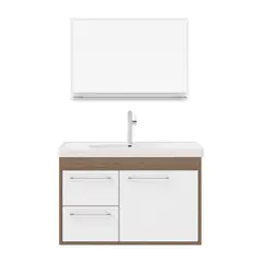 Cerocha - Gabinete para Banheiro com Cuba e Espelheira Casa 60cm Branco Munique