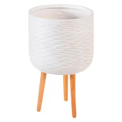 Just Home Collection - Vaso de Fibra Branco com Pés 37 X 61 Cm