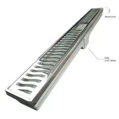 Costa Navarro - Ralo Linear Leve Grelha Saída Sifonada Por Baixo No Meio Alumínio Cromado 7X90Cm