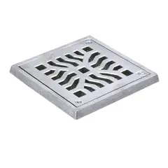 Costa Navarro - Conjunto Grelha/Porta Grelha Quadrada Reforçada Telada Alumínio Martelado Cromado Telado 15X15cm