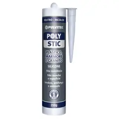 Pulvitec - Polystic Silicone Neutro Para Plastico, Metais E Granito 250G - Incolor