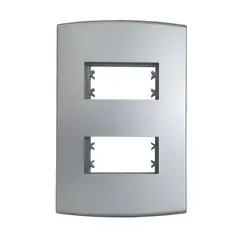 Alumbra - Placa Com Suporte Halux Deluxe Prata 4X2 2 Postos