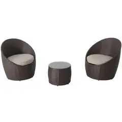 Just Home Collection - Conjunto Varanda Sorrento 3Pcs Metal Ratan
