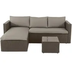 Just Home Collection - Conjunto Estar Livorno 3 Peças Ratan Marrom