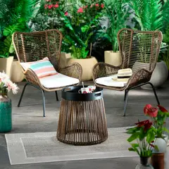Just Home Collection - Conjunto Varanda Roques 3pcs Ratan Marrom