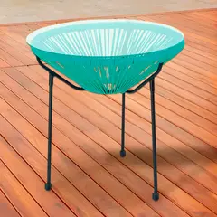 Just Home Collection - Mesa Cozumel 50cm Ratan PE para Área Externa Verde