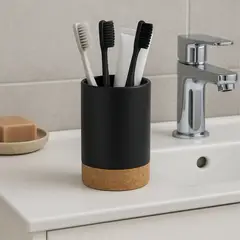 Just Home Collection - Porta Escova Resina Cortica Preto