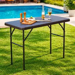 Just Home Collection - Mesa Dobravel Maleta Rattan 120cm