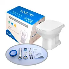 Icasa - Kit Vaso Sanitário Convencional com Assento Branco Quadrado Sabatini