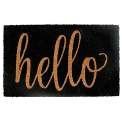Just Home Collection - Capacho Fibra Coco Hello 45x75cm Marrom e Preto