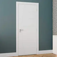 Vert - Porta Montada de Giro Frisada Madeira Solida MDP Branco UV Acabado Direita215x88x14cm Elegance