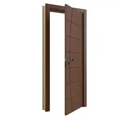 Vert - Porta Montada de Giro Frisada Madeira Solida MDP Ipê Acabado Esquerda 215x88x14cm Elegance