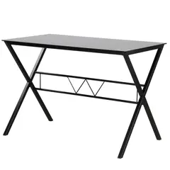 Just Home Collection - Mesa de Escritório Tampo de Vidro Preto 110x60x74cm