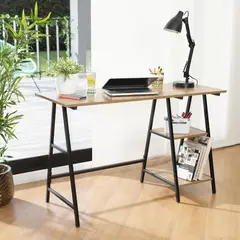 Just Home Collection - Mesa de Escritorio com 2 Prateleiras Mel e Preto 120x48x75cm