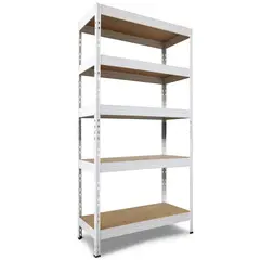 Fixser - Estante de Metal e Madeira com 5 Prateleiras Branca Rivet 180x90x40cm 875kg Fisxer