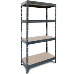 Fixser - Estante de Metal e Madeira com 4 Prateleiras Preta Rivet 176x75x40cm 800kg Fisxer