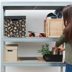 Fixser - Estante de Metal e Madeira com 5 Prateleiras Cinza Rivet 180x120x50cm 1500kg Fisxer