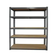 Fixser - Estante de Metal e Madeira com 5 Prateleiras Preta Rivet 192x100x50cm 1500kg Fisxer