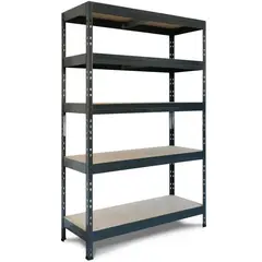 Fixser - Estante de Metal e Madeira com 5 Prateleiras Cinza Rivet 176x120x50cm 1500kg Fisxer
