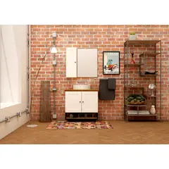 Mazzu - Gabinete para Banheiro sem Cuba Nordic Branco/Ipe 80cm