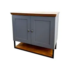 Mazzu - Gabinete Banheiro Nordic 80Cm sem Cuba Grafite/Ipe