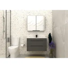 Mazzu - Gabinete para Banheiro com Cuba Jazz Grafite 80cm