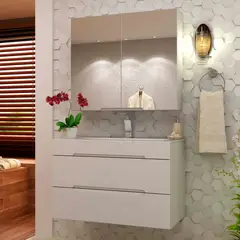 Mazzu - Gabinete Banheiro Jazz 80 com Cuba Branco Fosco