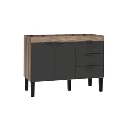 Cozimax - Gabinete Madeira Flamingo Montado 1141mm Pia 120cm Tamarindo/Preto