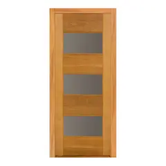 Mapaf - Porta Montada de Giro Madeira Macica Tauari Natural Esquerda 213x97,5x14cm Milão Wood Glass