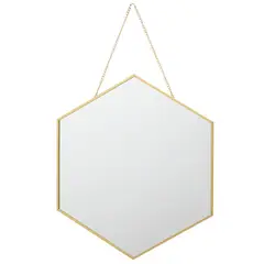Just Home Collection - Espelho Decorativo 39x45cm com Corrente Hexa Gold Dourado