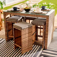 Just Home Collection - Conjunto Bar Tulum 7 Peças Ratan Pe