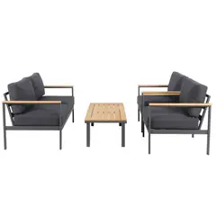 Just Home Collection - Conjunto de Estar Toscana 4 Peças Alumínio e Madeira