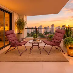 Just Home Collection - Conjunto de Varanda São Paulo 3 Peças Taupe