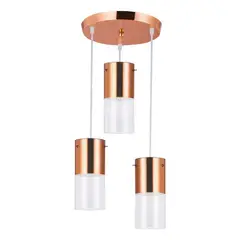 Llum - Pendente First Difusor Redondo Ø28Xh23Cm 1/2 Cobre 3 Luzes E27 (não inclusas)